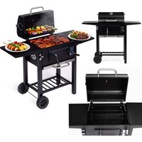 Charcoal Garden Grill with Lid, Adjustable Grate, Thermometer