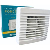 MORI T - V2 - Extracteur d'air pour Salle de Bain/WC - Interrupteur avec Minuterie Intégrée - Modèle V2 - Faible consommation - Silencieux - Résistant à l'Eau - Installation Murale et Plafond