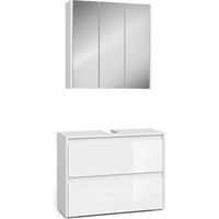 Conjunto de muebles de baño Majest, Blanco/blanco alto brillo, 2 partes, Vicco