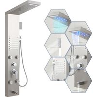 Randaco Panel de ducha de hidromasaje de acero inoxidable 304 con LED y teleducha