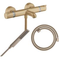 Pack mitigeur bain douche thermostatique HANSGROHE Ecostat Comfort + Flexible Designflex + Pommeau Pulsify E bronze brossé