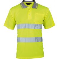 Triuso Vizwell VWP1B Warnschutz-Poloshirt Gr. 2XL leuchtgelb/marine