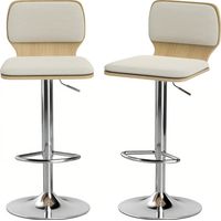 Tables Altos Cuisine Giratorios 360° Réglables Hauteur 81-102 cm Lino Beige Lot 2