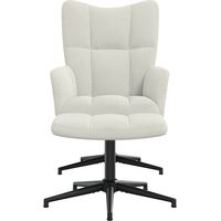 Chaise de relaxation avec repose-pied Fauteuil relax - Blanc crème Velours BonneVie-50413