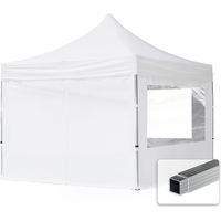 Gazebo Pieghevole Giardino 3x3m - 4 laterali Alluminio Telo idrorepellente Padiglione Mercati Sagre bianco