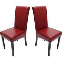 Chaise de salle à manger lot de 2 FLORENCE rouge pieds foncés