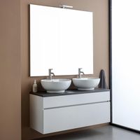 Weißer Badunterschrank 120Cm Mit Anthrazitgrauer Konsolenplatte Und Spiegel Sole