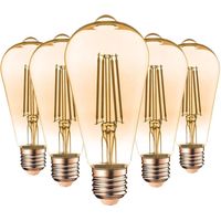 Arum Lighting – Lot de 5 ampoules LED E27 7W ST64 2200K – Verre ambré – Lumière chaude 2200K – 800 lumens – Angle 360°