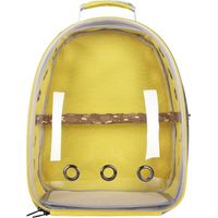 Sac à dos de voyage transparent pour perroquet, grande taille, jaune, avec bâton en bois de poivre