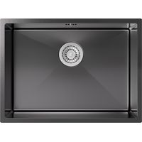 Fregadero de acero inoxidable 60 x 44 CM, fregadero integrado para armarios bajos a partir de 65 CM, antracita