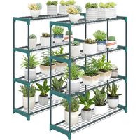 4-Tier Plant Stand Indoor Outdoor, Set of 2 Metal Plant Shelf with Rack Buckles for Easy Assembly, Flower Display Rack