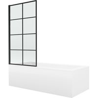 Mexen Cubik baignoire rectangulaire 170 x 70 cm avec habillage et écran 1 volet 70 cm, motif noir fixe - 550317070X9307007077