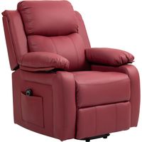 Poltrona Alzapersona Reclinabile Pelle PU Telecomando Poggiapiedi Rosso 76x90x105 cm