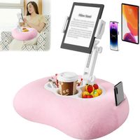 Coussin pour Tablette, Support Kindle Réglable pour la Lecture avec 3 Bols à Collation, Compatible avec Les Téléphones, Tablettes et Appareils Kindle de 4,7 à 13 Pouces.