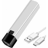 USB Rechargeable LED Torch 350 Lumens Flashlight Mini Power Bank 1200mAh 18650 Battery Ultra Powerful Sidelight Torches(White)