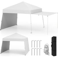 Gazebo da giardino pieghevole 430 x 280 cm, Tenda da festa pieghevole portatile con pareti laterali trasformabile in tendalino, per campeggio, Bianco