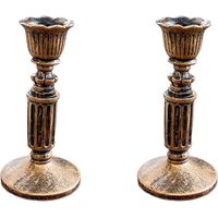 Lot de 2 : bougeoirs dorés, bougeoirs décoratifs rétro, bougeoirs en laiton vintage, petits bougeoirs dorés, idéaux pour mariage, cheminée et décoration d'intérieur