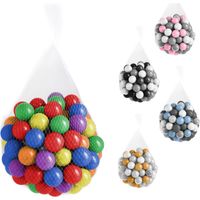 Sac de 100 balles de jeu 5,5 cm – Multicolore – Plastique souple indéformable – Filet réutilisable pour rangement – Monsieur Bébé