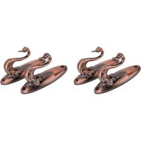2 Paar Garderobenhaken aus Messing im modischen Dekor-Stil, Gardinenhaken mit Haltern, rote Garderoben- und Schlafzimmerhaken für Zuhause