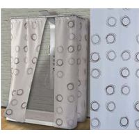 Rideau de Douche Peva Cercles Fond Blanc Décorations Marron - Cm.120X200H.