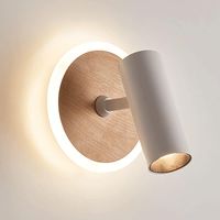 Wood grain effect wall light, bedside reading lamp, single-head indoor wall light with 350° + 90° adjustable angle