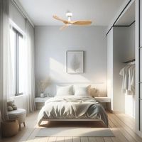 ROWIND Deckenventilator weiß/Eiche ohne Licht Ø90