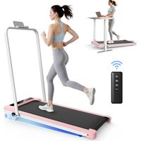 3-in-1-Laufband mit klappbaren Stützstangen, LED-Anzeige, 3,0 PS bürstenlosem Motor und einer Geschwindigkeit von 1 bis 10 km/h – Pink