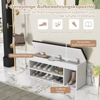 Banc a chaussures avec assise et espace de rangement 104 x 30 x 48 cm banc penderie etagere a chaussures bois gris