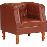 Fauteuil Chaise de Salon - Fauteuil design Marron Cuir véritable Chic-765878