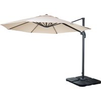 Gastronomie-Ampelschirm HHG-535, Sonnenschirm, rund Ø 3m Polyester Alu/Stahl 23kg creme mit Ständer, drehbar