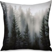 Housse de coussin, Coussin décoratif forêt brumeuse, 50x50 cm, tendance