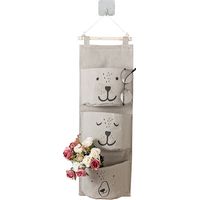 Lot de 3 sacs de rangement muraux pour chambre d’enfant, sans barres en bois, gris, organisateur de vêtements, 1 jeu
