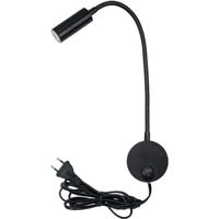 3W Plug Wired Flexible Gooseneck Wall Applique Lampe de lecture Art Works Afficher Accent Light Wall Mount Spot Lamp Fixture avec interrupteur Marche/Arrêt (Noir-blanc chaud)