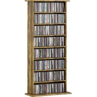 Rangements pour CD et DVD - HOMCOM - 8 compartiments et 6 étagères réglables - capacité max. 360 CD/185 DVD et Blu-ray - marron