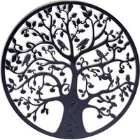Décoration Murale Arbre De Vie - Métal Noir 30x30 Cm - Pour Intérieur Et Extérieur - 1 Pièce
