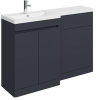 Balterley Tean 1200mm Floor Standing Compact Unit with Left Hand Polymarble Basin - Dark Grey