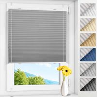 Allesin Store plissé occultant sans perçage Klemmfix, thermique, gris clair 45x100cm (LxH), 100% occultant et opaque, pour fenêtre et porte, protection solaire et intimité