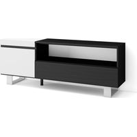 Skraut Home - Mobile TV Soggiorno, Ampio spazio a disposizione, 150x57x35cm, Per TV fino a 65", Design industriale, Stile moderno, Bianco e nero