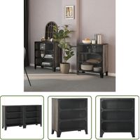 Lot de 2 Armoires de rangement Design moderne, Armoire Etagère de rangement, Gris 72x36x82 cm Métal et MDF OIB2745E