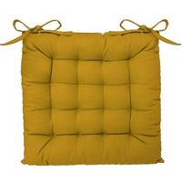 Pegane – Lot de 6 galettes de chaise carrées en coton et polyester coloris ocre – Dimensions : 38 x 38 cm – Confort optimal pour assise