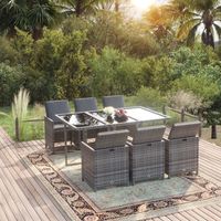 Salon de jardin 7 pcs - Mobilier de jardin - Mobilier à dîner de jardin Résine tressée Gris Chic-461467