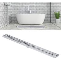 Kit griglia canaletta di scarico in acciaio da incasso per bagno con scarico a filo CN-01 - Griglia 75 cm - Guaina 100x100 cm