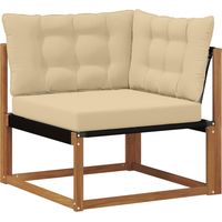 vidaXL Outdoor Corner Sofa Solid Acacia Wood and Textilene Natural