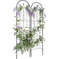 Outsunny juego de 2 enrejados de jardín, soportes para plantas trepadoras con marco metálico para frutas, verduras, flores, 50x180 cm, negro