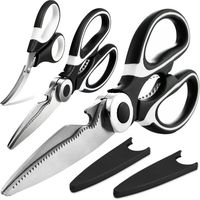 Ciseaux de cuisine multifonctionnels, lot de 3 - Ciseaux de cuisine robustes en acier inoxydable, adaptés à la découpe de la viande et des aliments, tranchants et multifonctionnels, lavables au lave-v