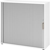 bümö Rollladenschrank office - 3 Ordnerhöhen Weiß/Silber