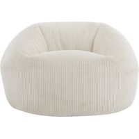 Pouf en velours côtelé "Cusco" - 80 x 74 x 49 cm - Beige