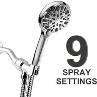 Shower Head 9 Modes Water Saving, 1.5M Flexible Shower Hose, High Pressure Detachable Hand Shower Hand Shower Stainless Steel Head