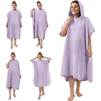 Poncho de bain - Peignoir de bain homme femmes manches courtes avec capuche en microfibre pour adultes - Sports aquatiques après dou