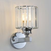Silver Crystal Wall Light E27, Suitable for Bedroom, Dining Room Lighting (Silver Round)